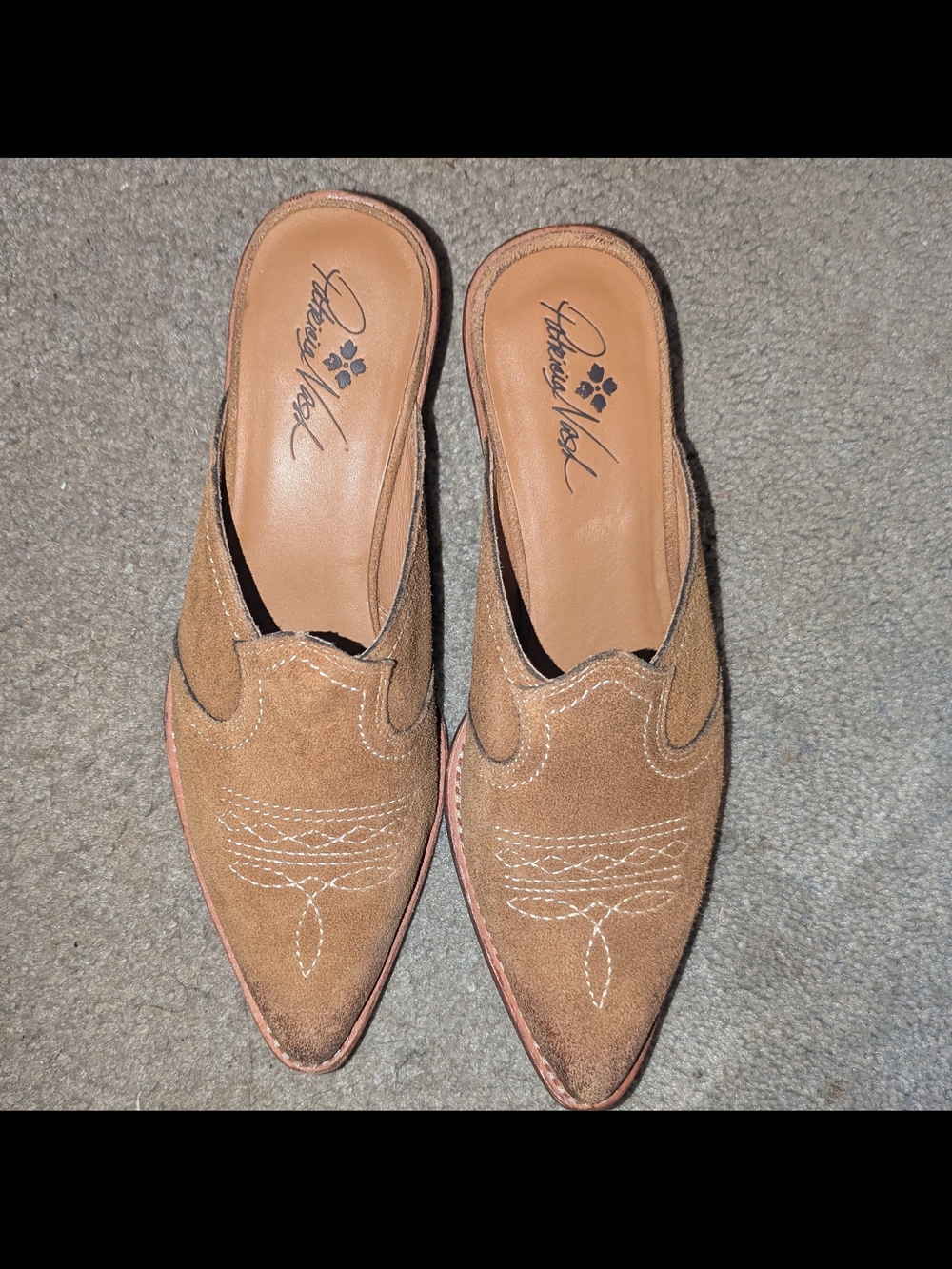 Patricia Nash Tan Suede Pointed-Toe Mules